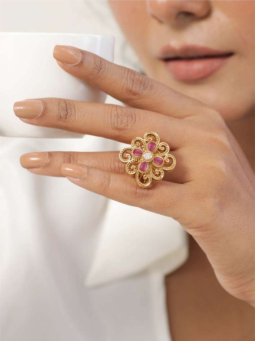 Buy Tarinika Gold Plated Floral Finger Ring Ring for Women 25953354 Myntra
