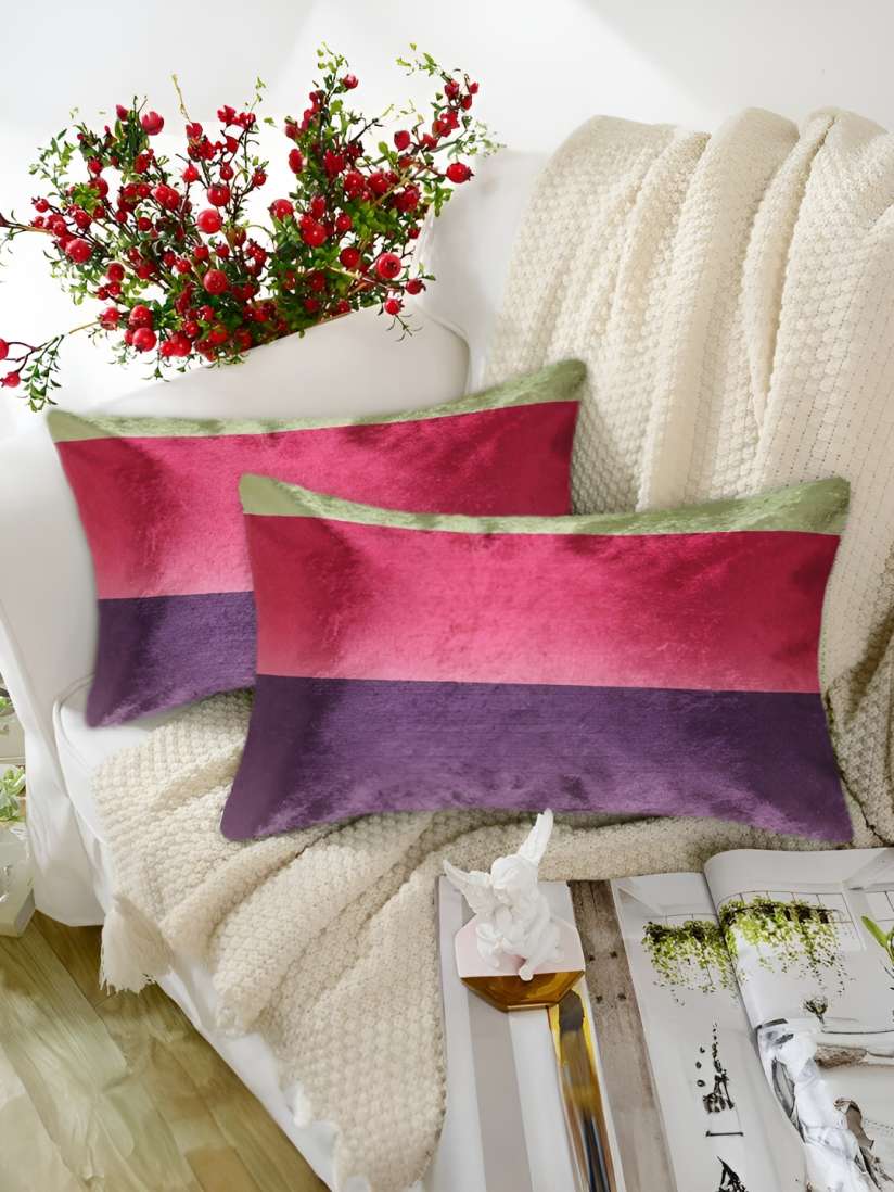 Buy Tesmare Purple Magenta 2 Pieces Striped Velvet Rectangle Cushion Covers Cushion Covers for Unisex 25960692 Myntra