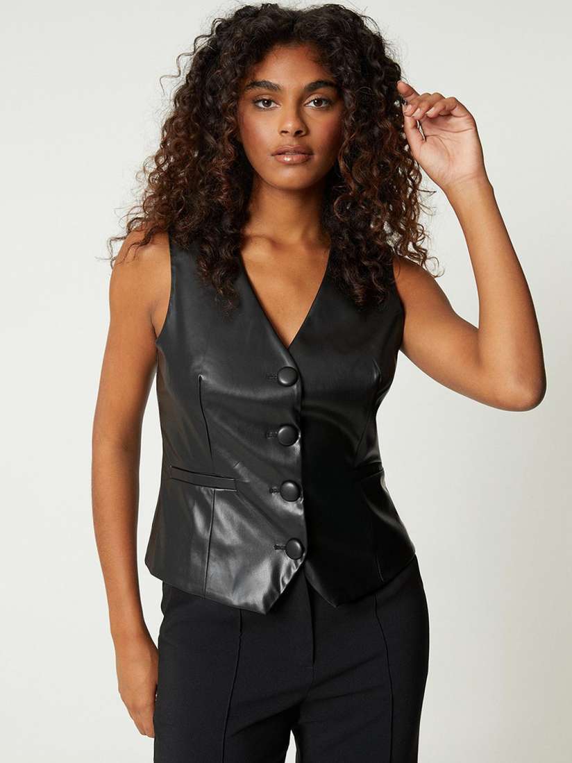 Faux leather waistcoat online