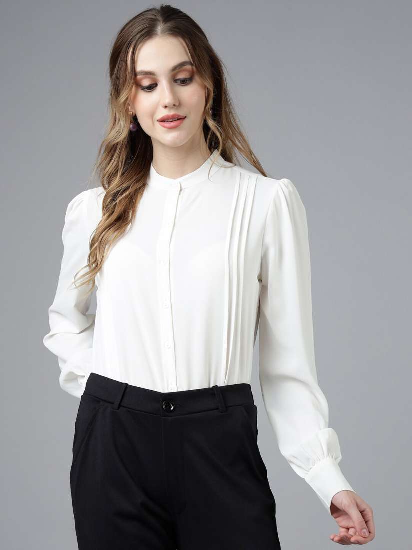 Buy FITHUB Smart Puff Sleeves Formal Shirt Shirts for Women 25971284 Myntra