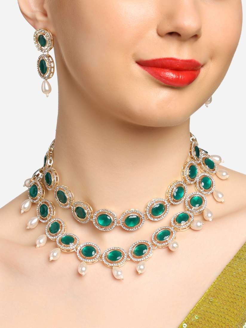 Buy Zaveri Pearls Gold Plated Stone Beads Studded Jewellery Set Jewellery Set for Women 25976986 Myntra