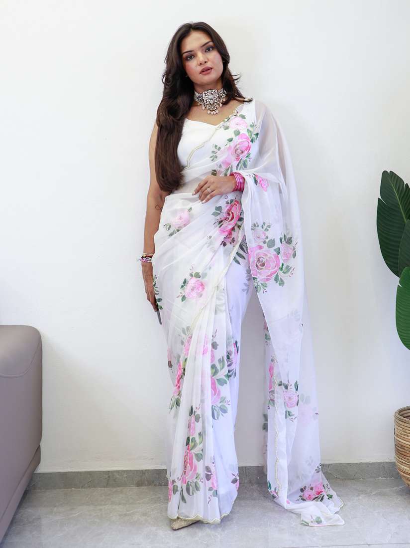 Myntra floral saree store
