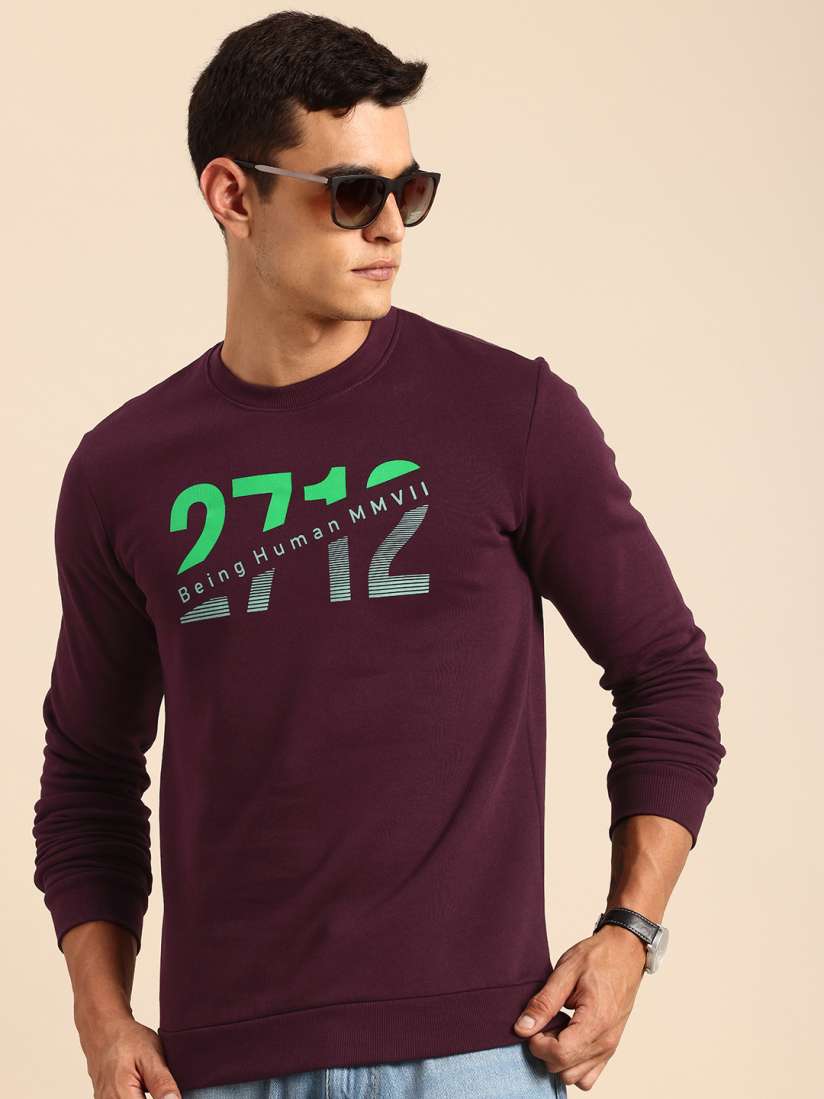 Buy Being Human Pure Cotton Brand Logo Printed Sweatshirt Sweatshirts for Men 25982768 Myntra