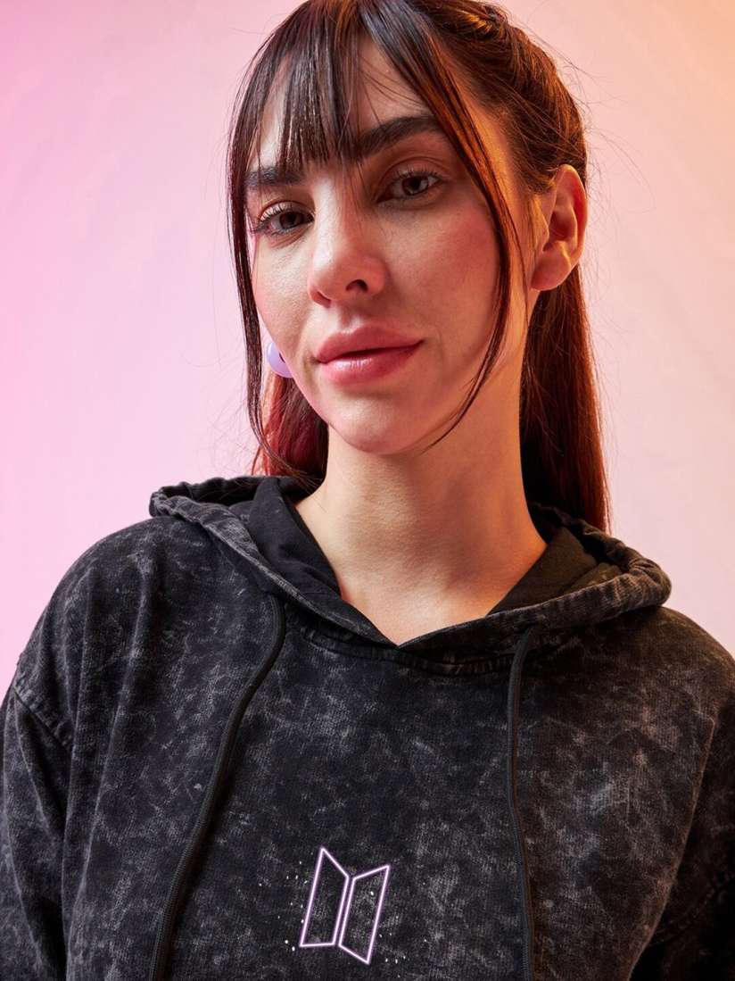 Buy Bewakoof BTS My Universe Printed Hooded Fleece Pullover Sweatshirts for Women 25998606 Myntra