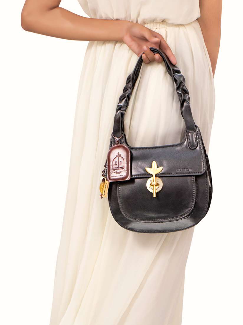 Buy Hidesign Preserve Solid Half Moon Leather Handheld Bag Handbags for Women 26000412 Myntra