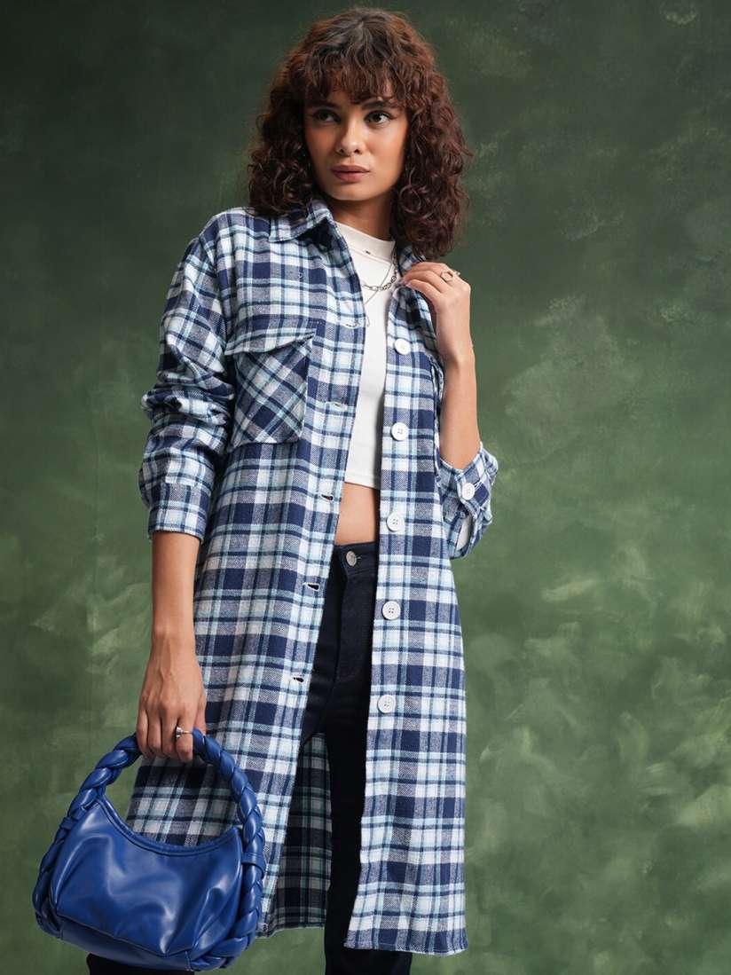 Buy Tokyo Talkies Tartan Checked Longline Flannel Shirt Shirts for Women 26003478 Myntra