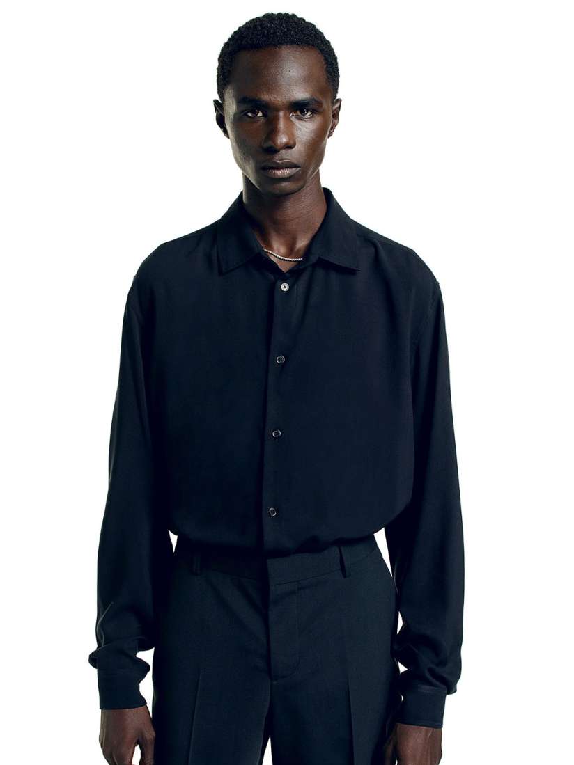 Mens black viscose shirt store