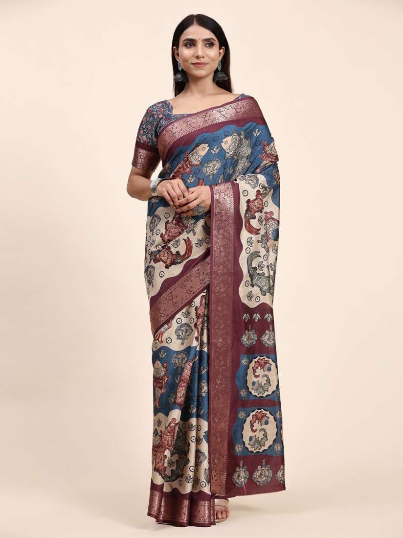 Myntra kalamkari sarees hotsell