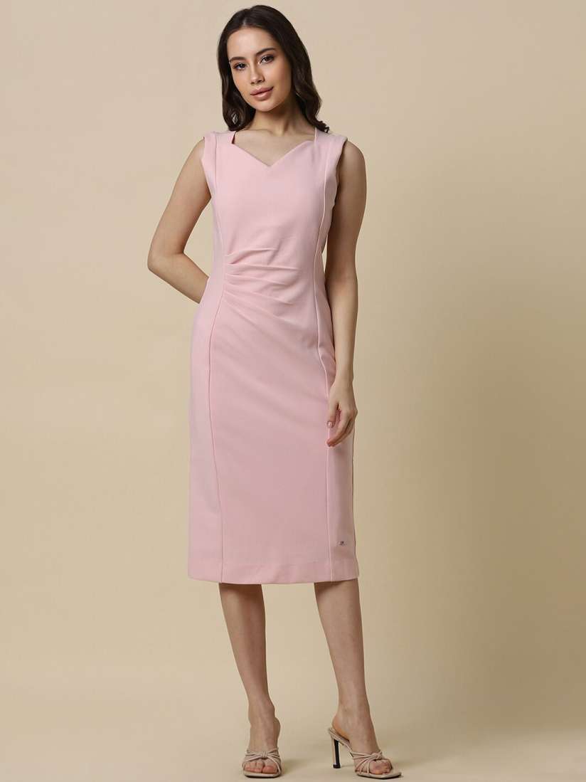 Buy Allen Solly Woman V Neck Pleated Sheath Dress Dresses for Women 26015680 Myntra