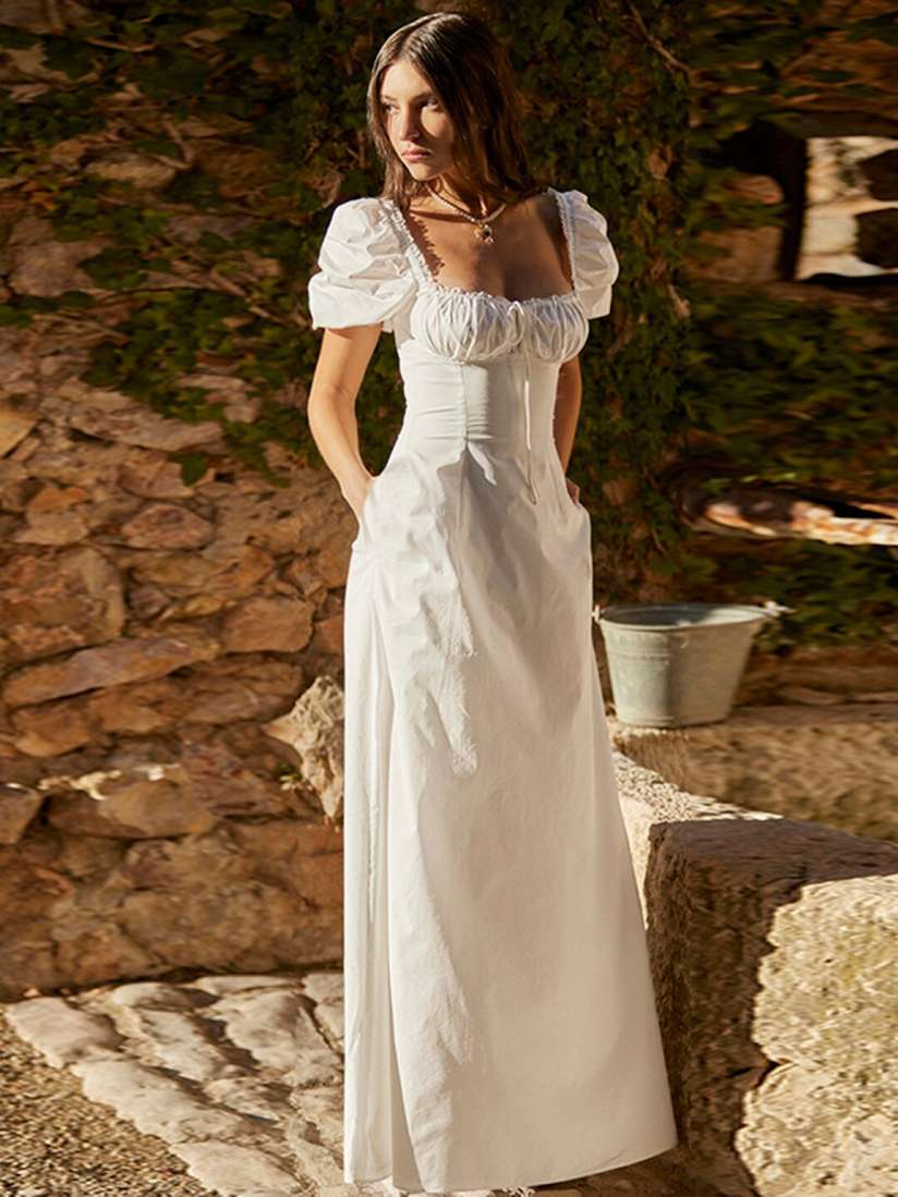 Buy StyleCast White Square Neck Puff Sleeves Maxi Dress - Dresses  