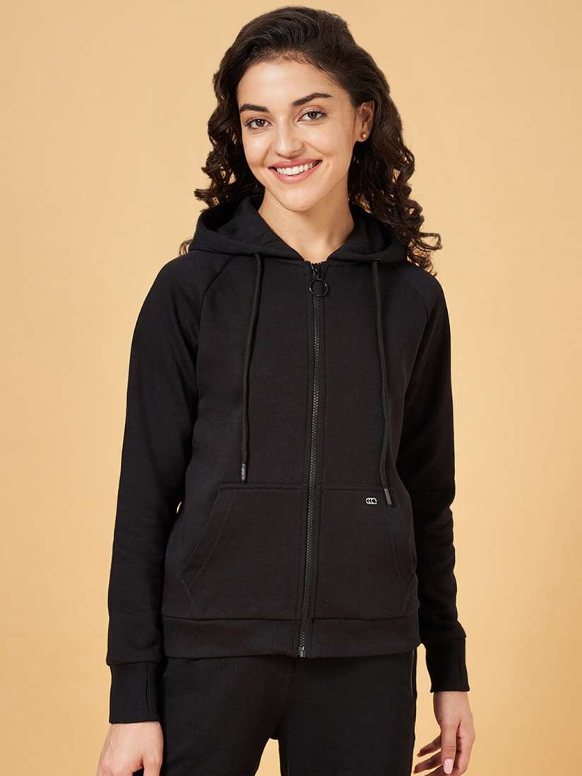Buy Ajile by Pantaloons Hooded Cotton Front Open Sweatshirt Sweatshirts for Women 26024726 Myntra