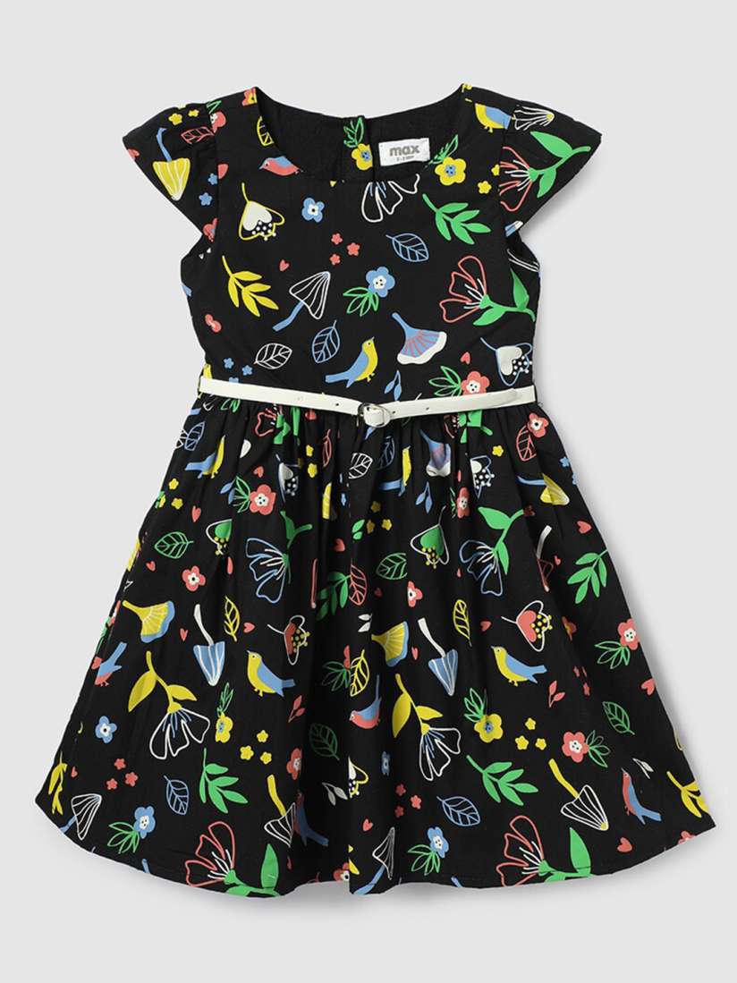 Buy max Girls Graphic Printed Cotton Cap Sleeves Fit Flare Dress Dresses for Girls 26024948 Myntra