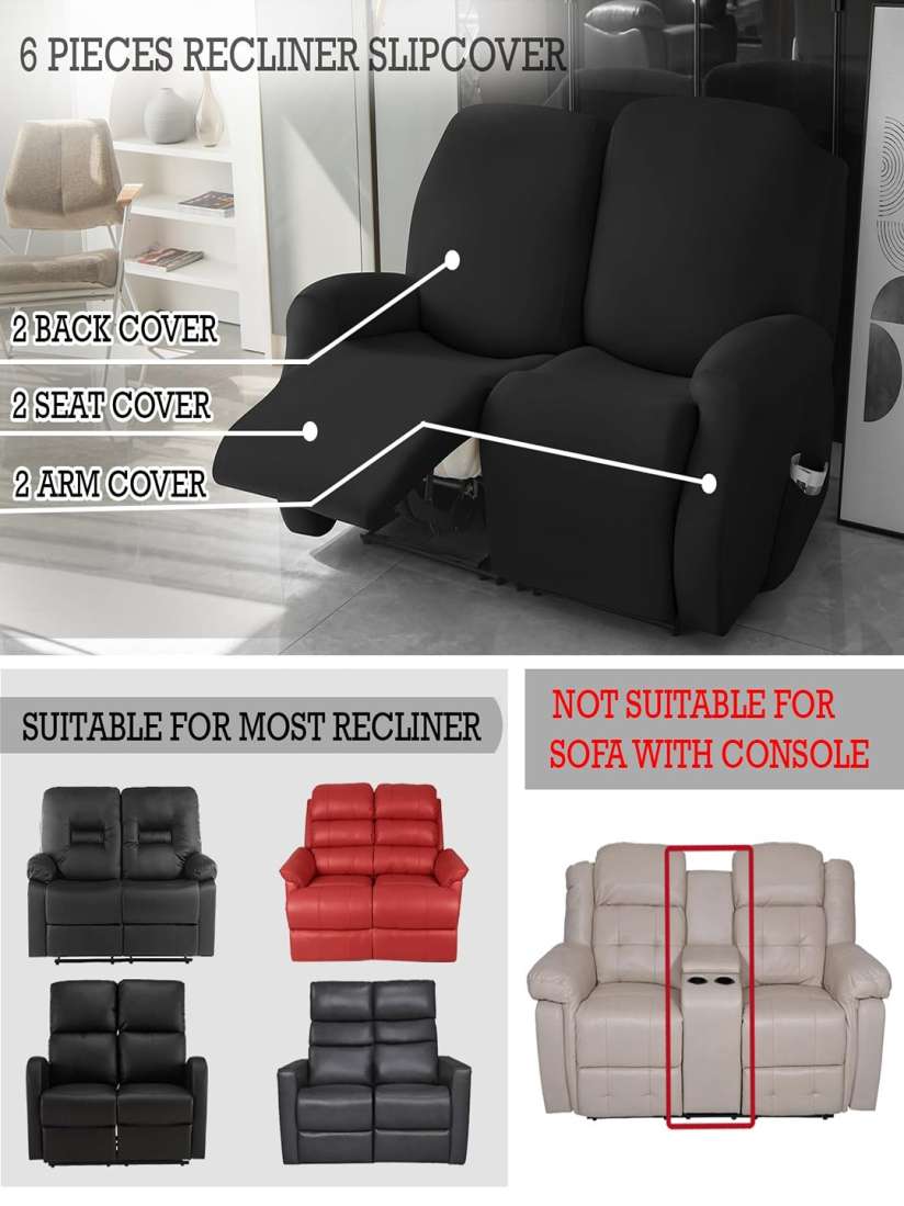 Buy HOKIPO Black Stretchable 2 seater Recliner Sofa Cover Sofa Covers for Unisex 26026224 Myntra