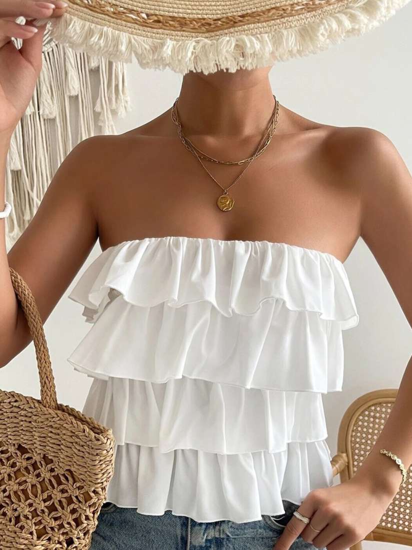 Buy Stylecast X Slyck Strapless Ruffles Tube Crop Top Tops for Women 26028384 Myntra