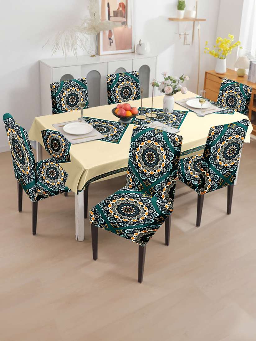 Buy Cortina Cream Green 7 Pcs Printed Waterproof 1 Table Cover With 6 Dining Chair Covers Chair Cover for Unisex 26033176 Myntra