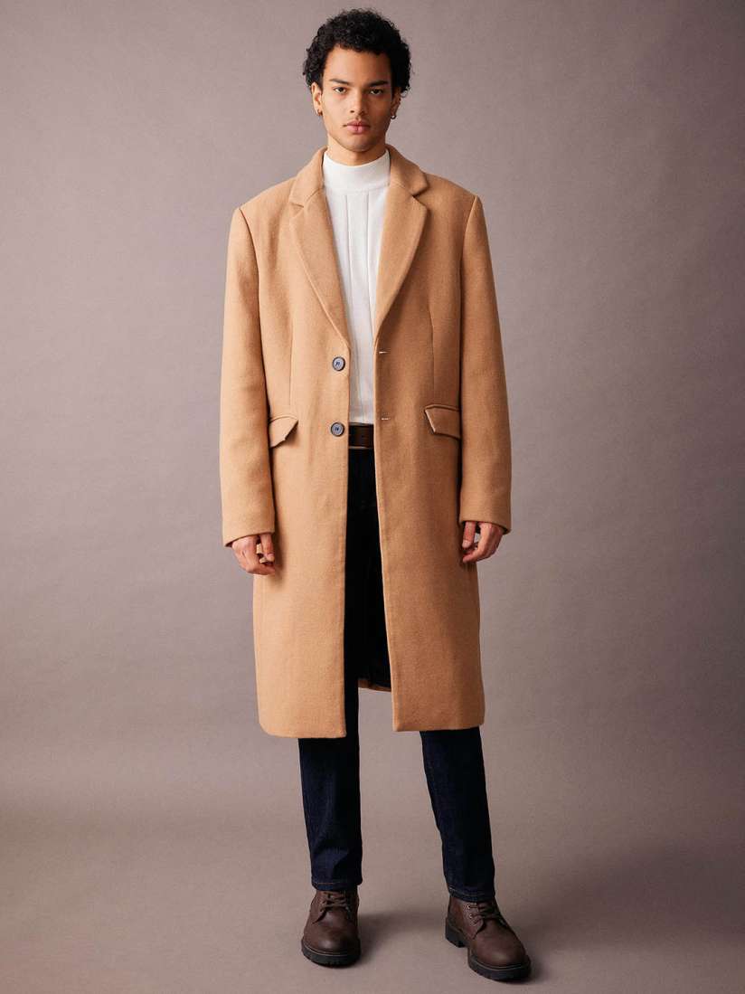 Buy DeFacto Notched Lapel Longline Overcoat Coats for Men 26033686 Myntra