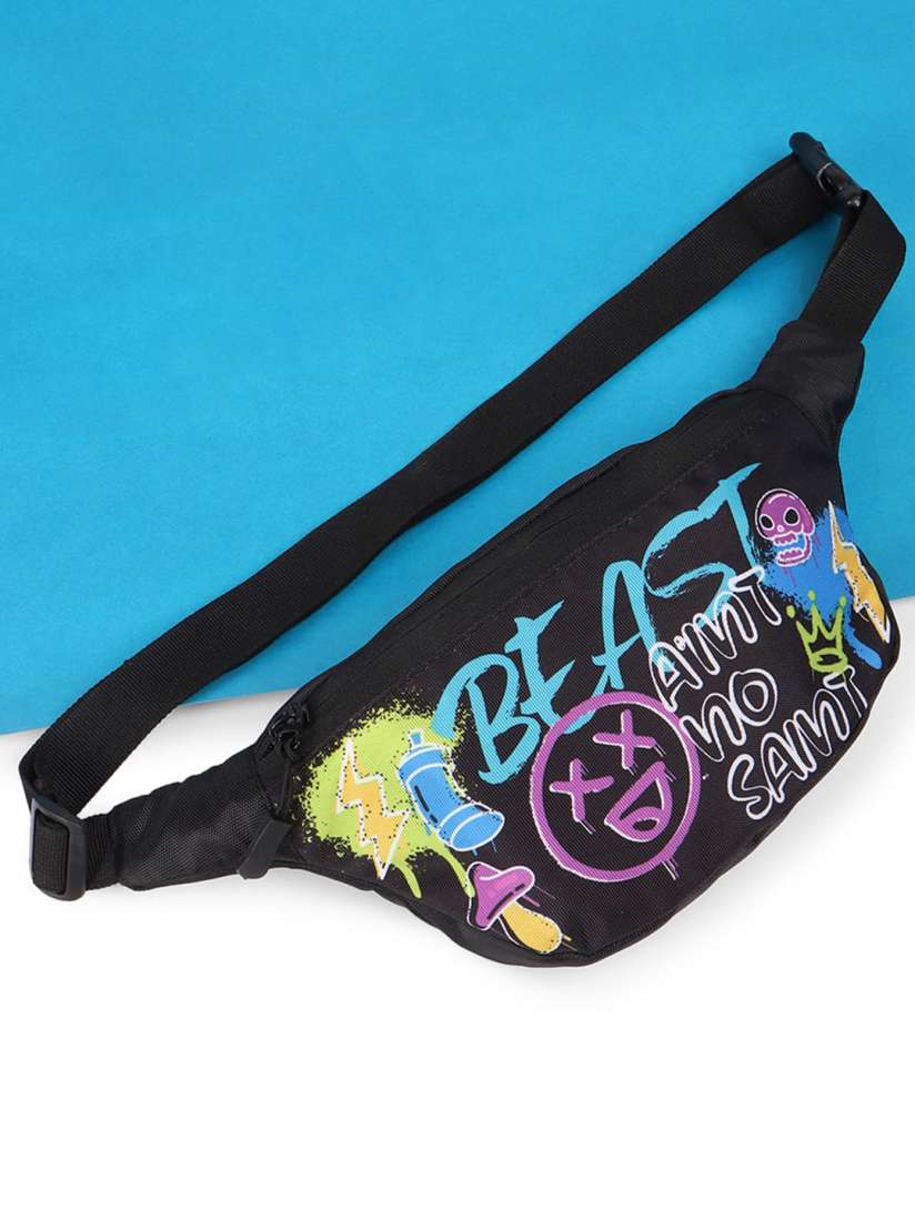 Buy Bewakoof Unisex Black Printed Fanny Bag Waist Pouch for Unisex 26036038 Myntra