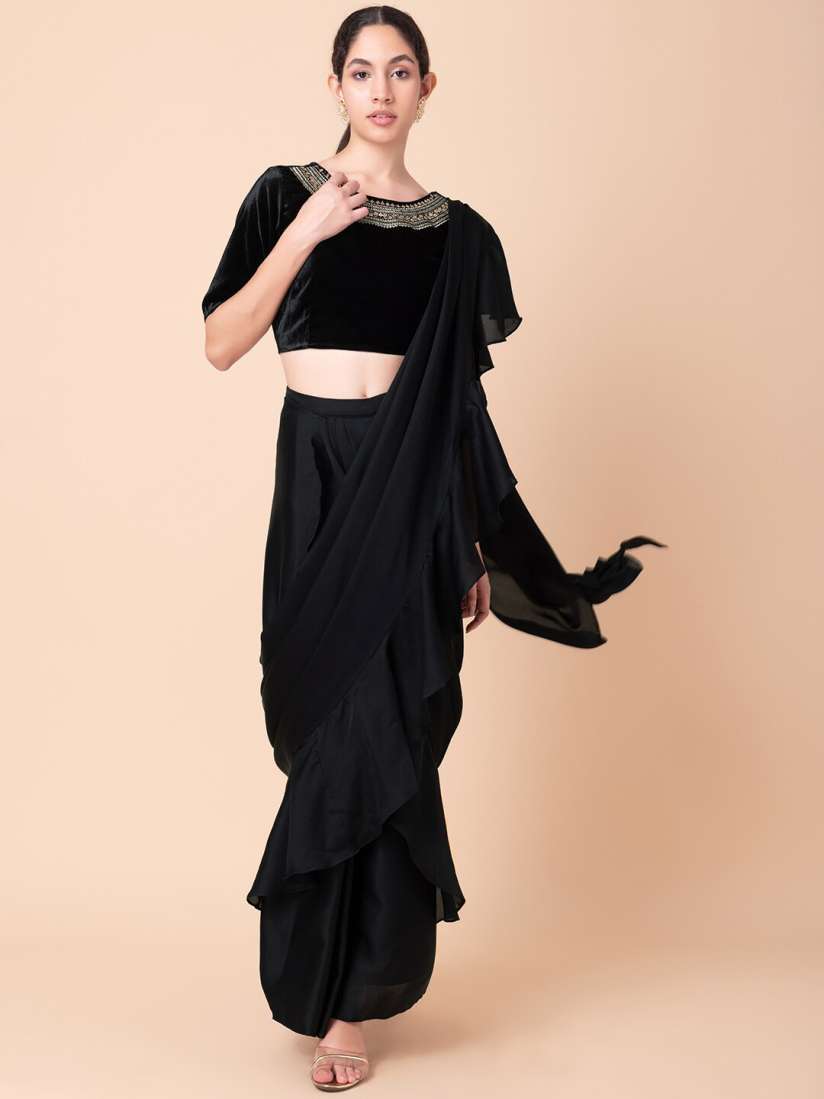 Myntra frill saree cheap