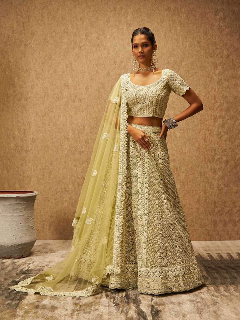 Buy Soch Green Embroidered Beads and Stones Detail Unstitched Lehenga Blouse With Dupatta Lehenga Choli for Women 26047348 Myntra