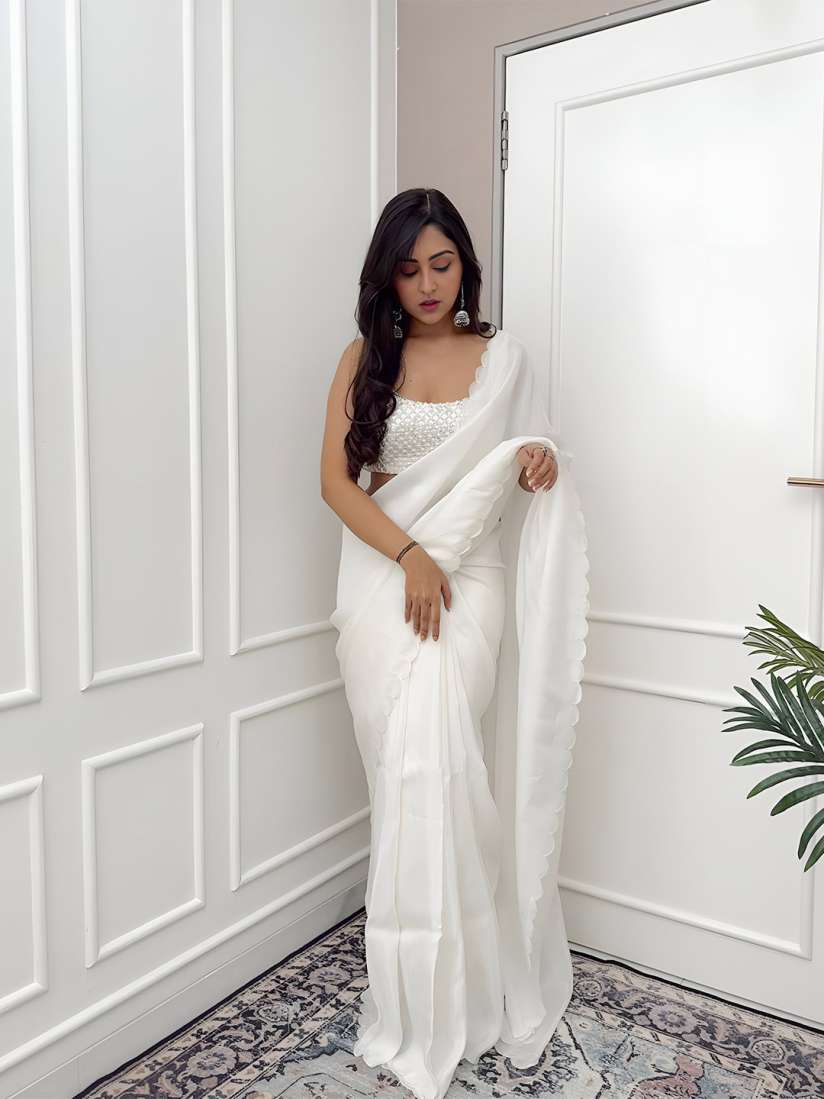 Myntra white saree top