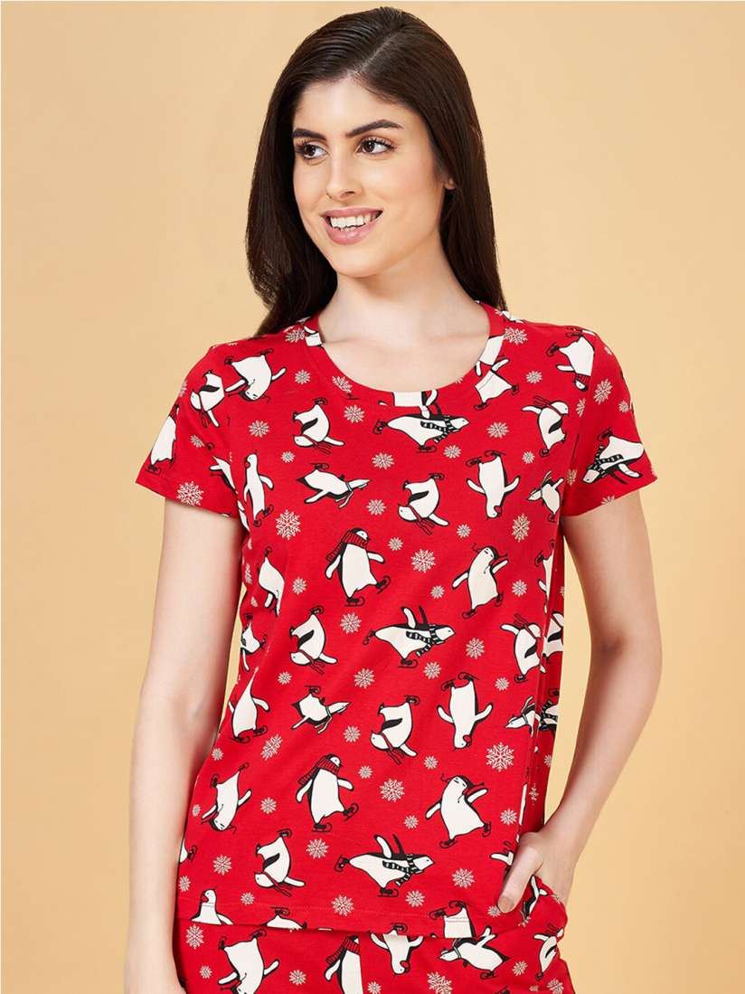 Buy Dreamz by Pantaloons Printed Cotton Lounge T shirt Lounge Tshirts for Women 26048986 Myntra