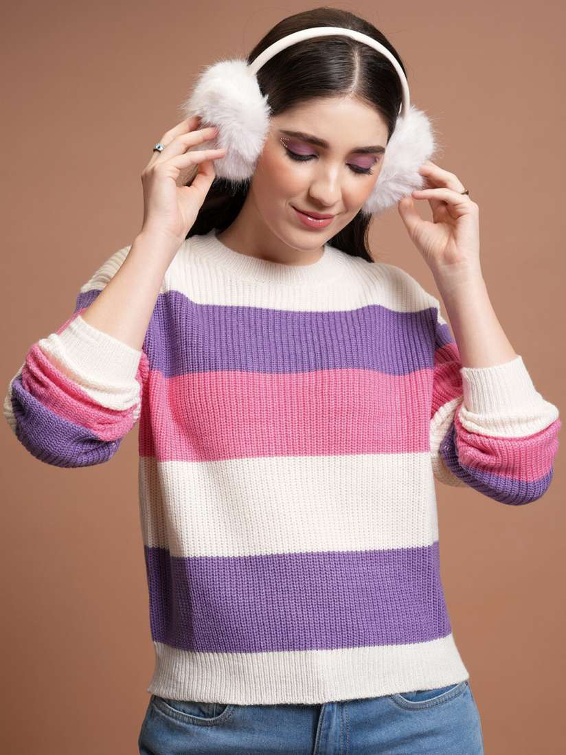 Buy Tokyo Talkies Pink Colourblocked Acrylic Pullover Sweaters for Women 26049278 Myntra