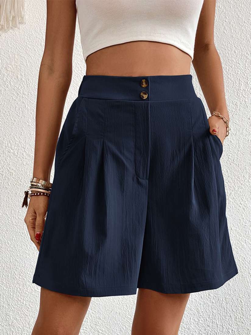 Navy blue high waisted shorts deals