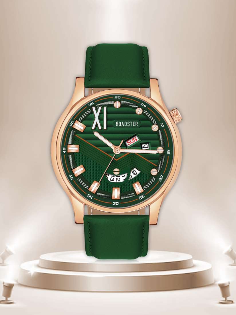 Buy The Roadster Lifestyle Co. Green Men Leather Straps Analogue Watch RD 10 Green Watches for Men 26054332 Myntra