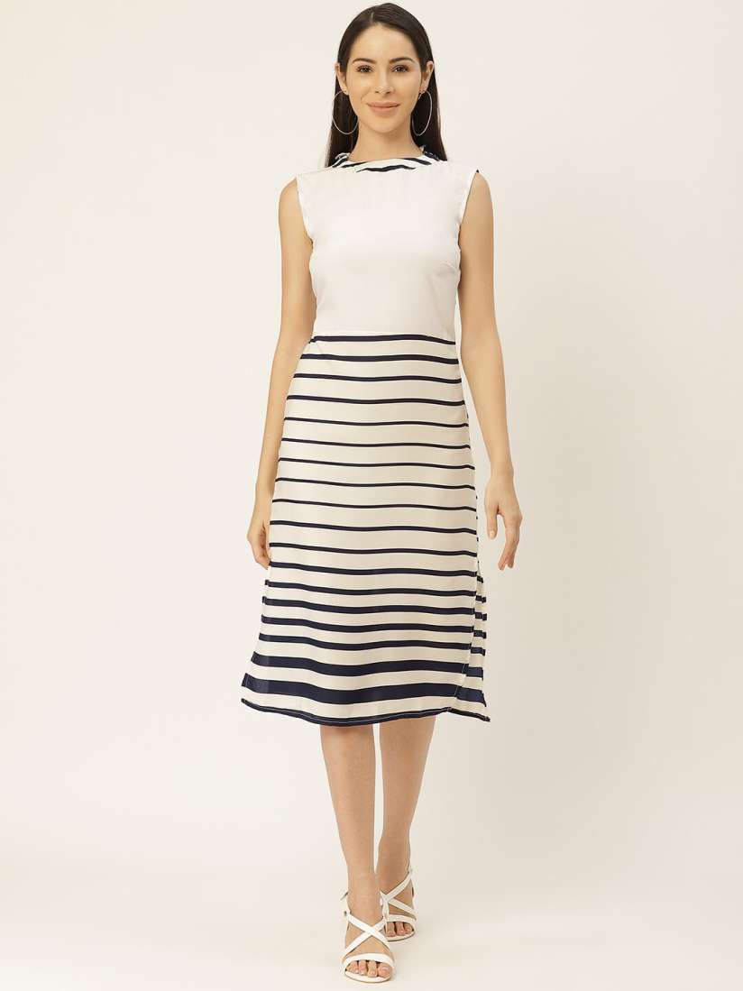 Buy BAESD Horizontal Striped Sleeveless A Line Dress Dresses for Women 26058596 Myntra