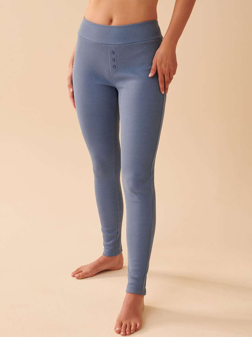 Buy La Vie en Rose Women Ribbed Mid-Rise Slim Lounge Pants