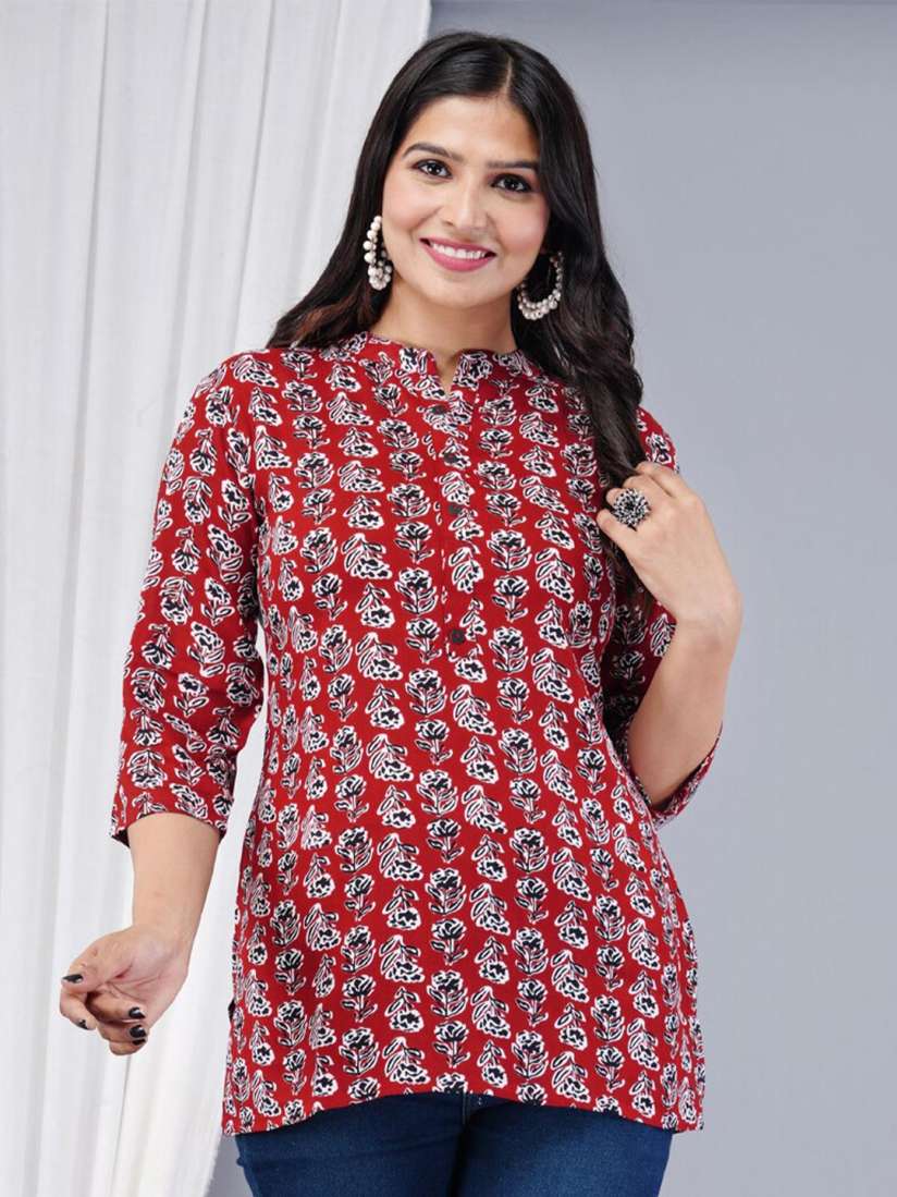 Buy BAESD Ethnic Motifs Printed Mandarin Collar Regular Top Tops for Women 26067080 Myntra
