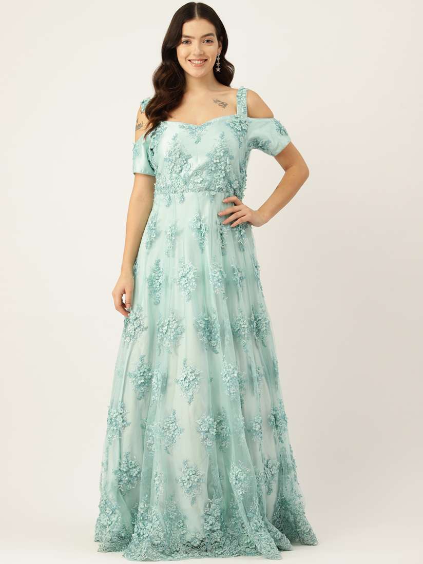 Cold shoulder gowns ethnic on sale