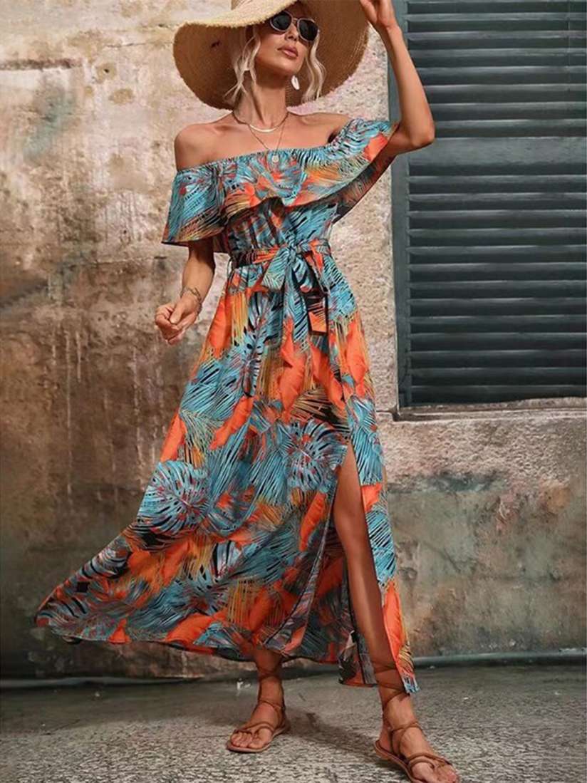 Buy StyleCast Orange Abstract Print Off Shoulder Maxi Dress Dresses for Women 26089074 Myntra