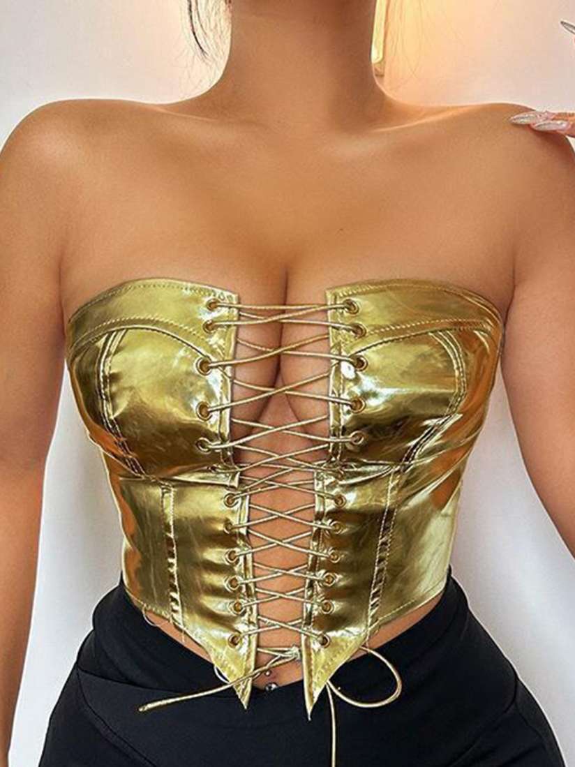 Buy StyleCast Lace Up Satin Corset Crop Top Tops for Women 26091042 Myntra