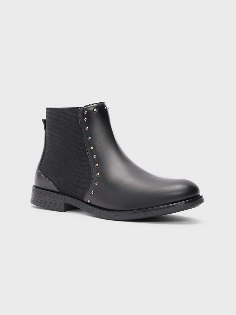 Buy 20Dresses Women Black Studded Mid Top Chelsea Boots Boots for Women 26092190 Myntra