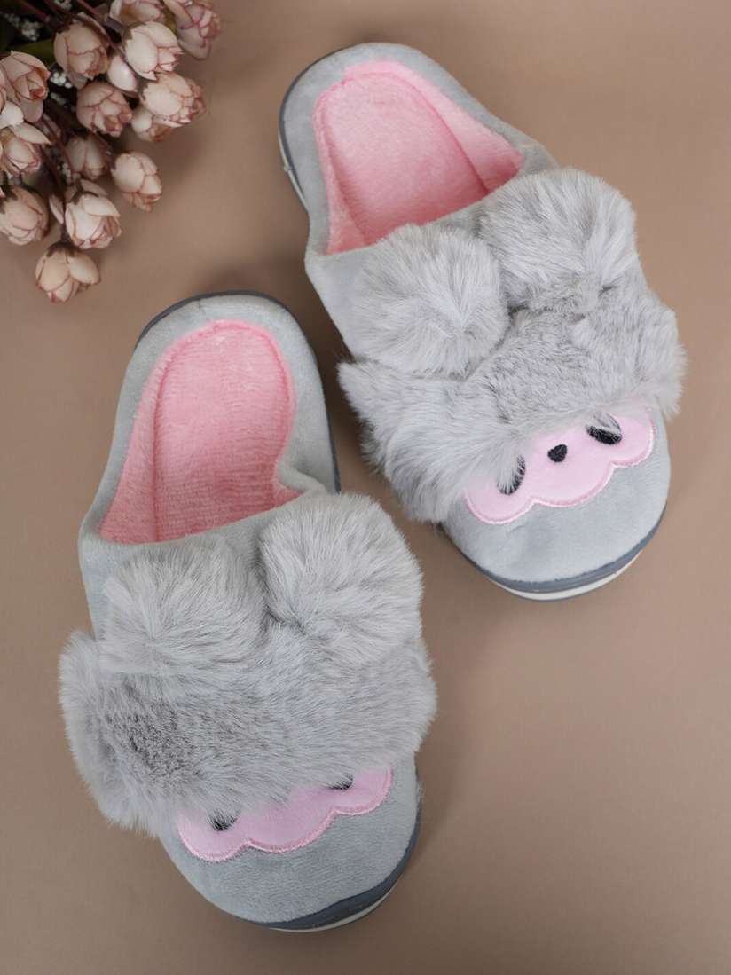 Buy Walkfree Women Embellished Fur Room Slippers Flip Flops for Women 26093042 Myntra