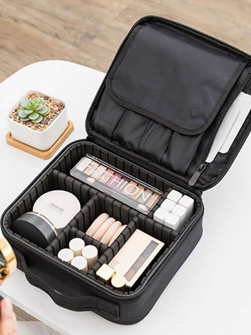 Buy HOUSE OF QUIRK Black Green Printed Adjustable Compartment Makeup Organiser Bag Organisers for Unisex 26098476 Myntra