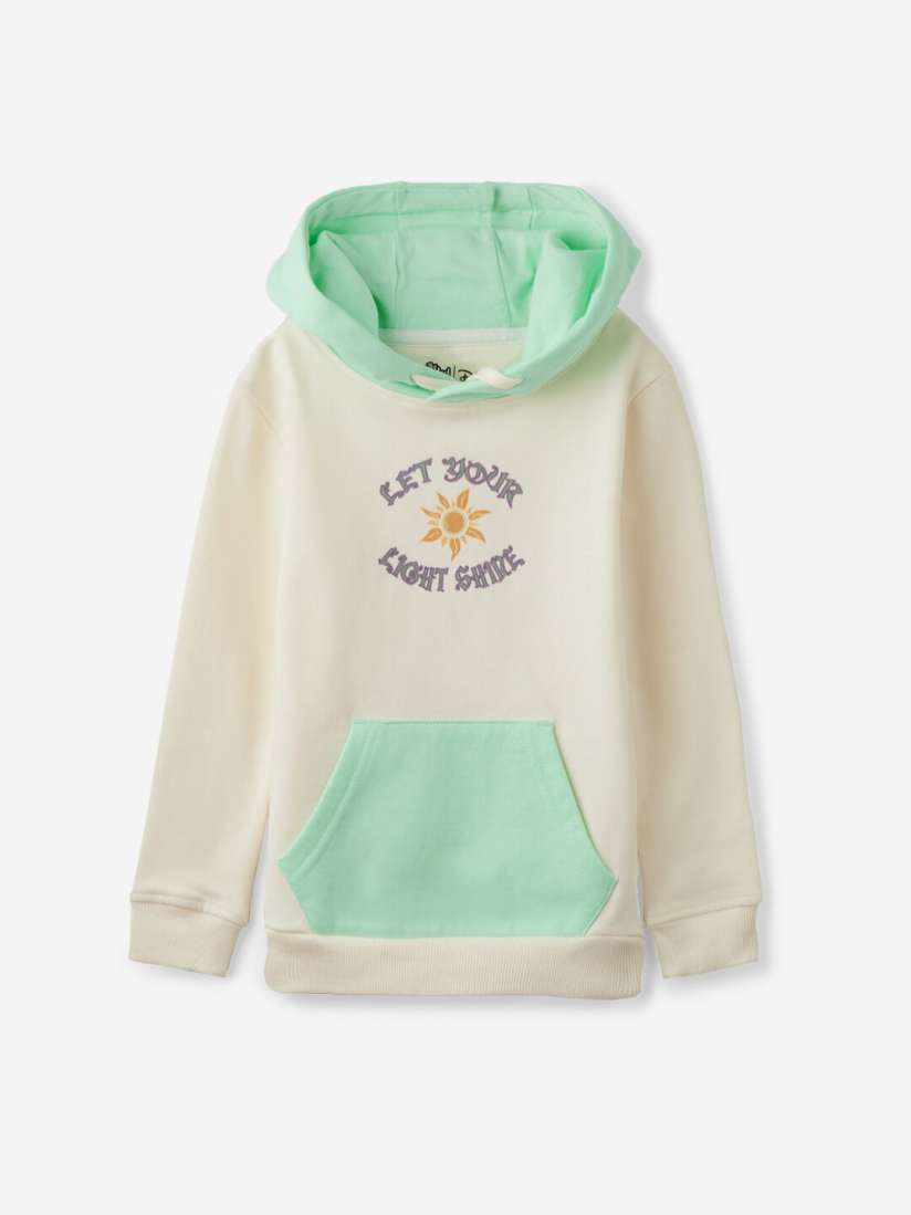 Buy The Souled Store Girls White Green Typography Printed Hooded Pure Cotton Sweatshirt Sweatshirts for Girls 26100626 Myntra