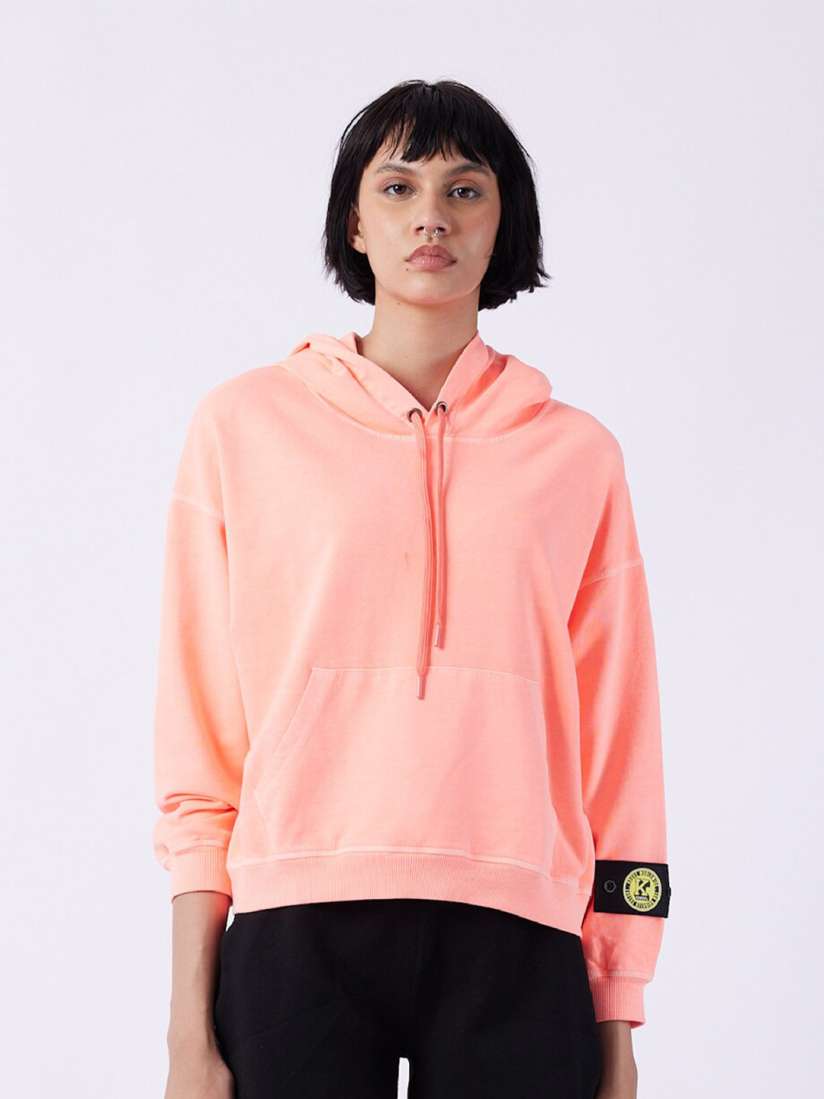 Buy Koovs Long Sleeves Hood Pure Cotton Pullover Sweatshirt Sweatshirts for Women 26106336 Myntra