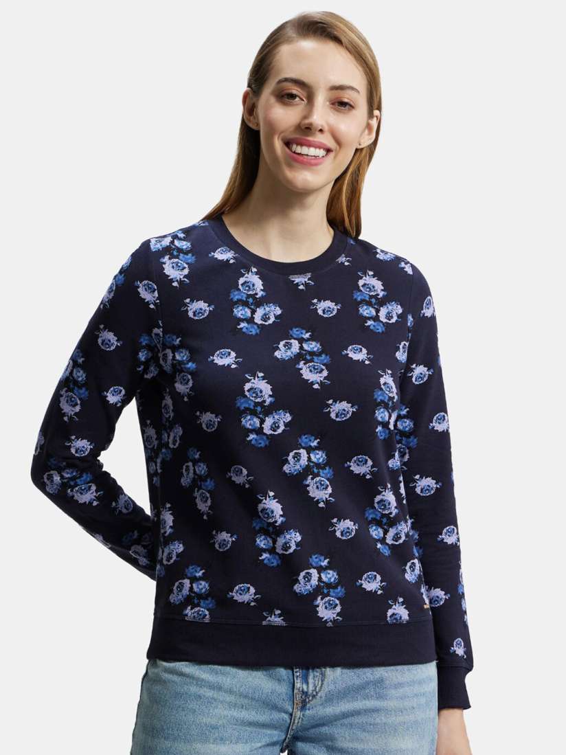 Buy Jockey Super Combed Cotton French Terry Fabric Printed Sweatshirt with Ribbed Cuffs AW68 Sweatshirts for Women 26112606 Myntra
