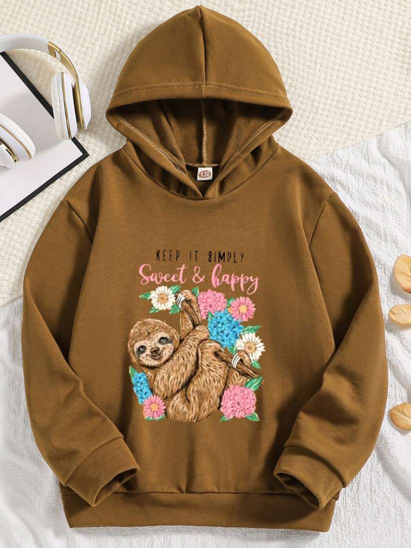 Buy StyleCast Girls Brown Graphic Printed Hooded Pullover Sweatshirt Sweatshirts for Girls 26114984 Myntra