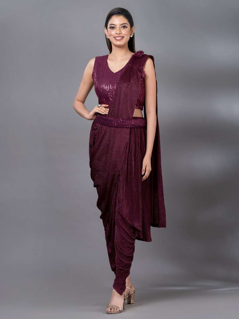 Buy MAHALASA Embellished Ready To Wear Dhoti Saree With Stitched Blouse Sarees for Women 26115726 Myntra