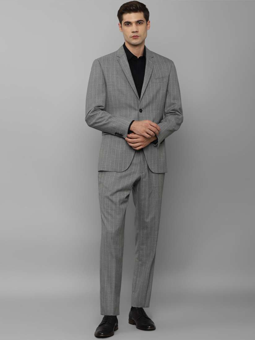 Buy Luxure by Louis Philippe 2 Piece Striped Single Breasted Pure Woollen Slim Fit Formal Suit Suits for Men 26117768 Myntra