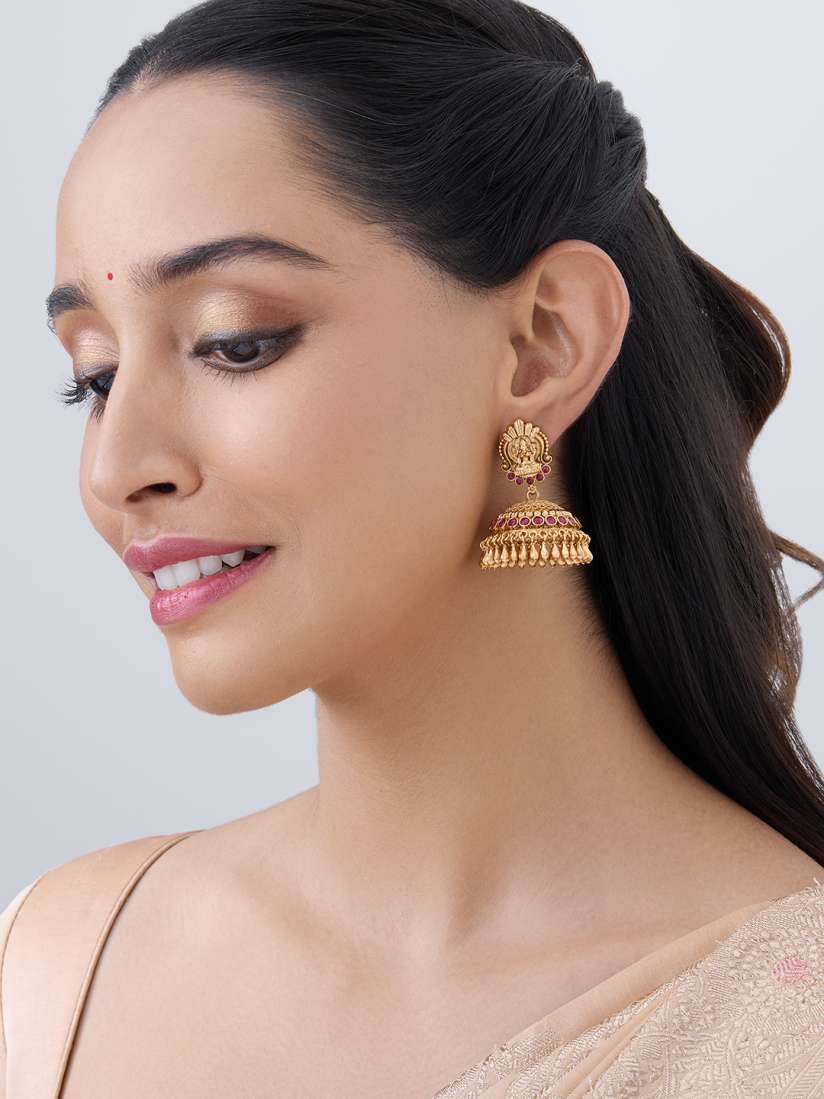 Buy Kushal s Fashion Jewellery Gold Plated Classic Temple Jhumkas Earrings for Women 26125386 Myntra