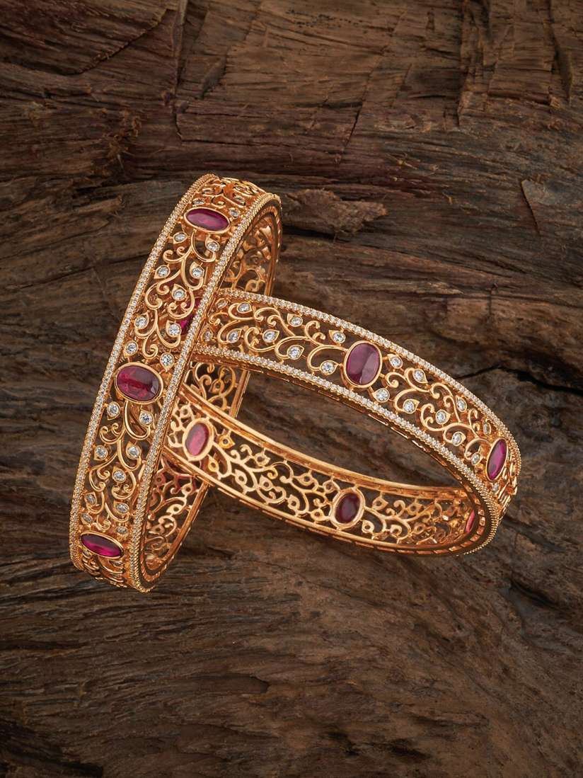 Buy Kushal s Fashion Jewellery Set Of 2 Gold Plated CZ Studded Ethnic Antique Bangles Bangle for Women 26126316 Myntra