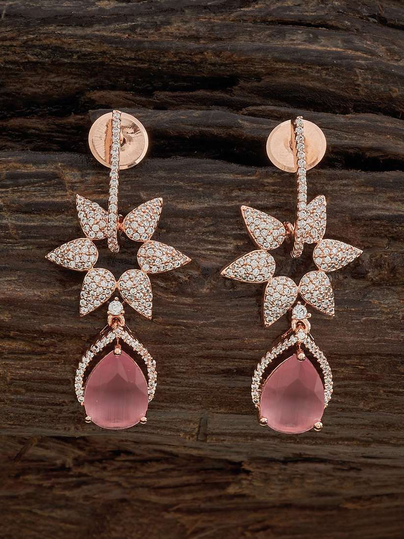 Buy Kushal's Fashion Jewellery Rose Gold Plated Drop Earrings