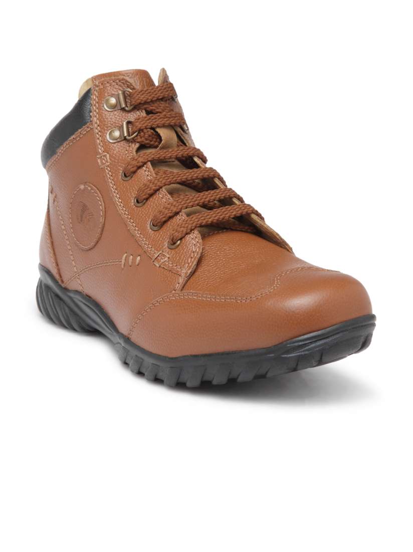 Buy Red Chief Men Tan Brown Solid Leather Mid Top Flat Boots Boots for Men 2612786 Myntra