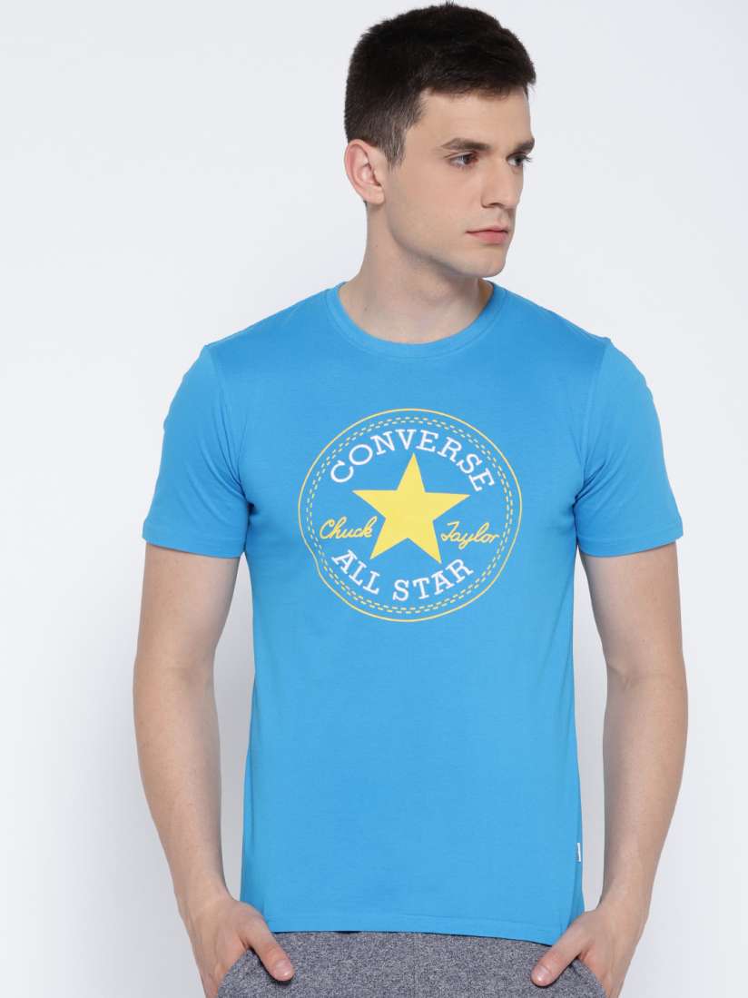 Buy Converse Men Blue Printed Round Neck Pure Cotton T shirt Tshirts for Men 2612805 Myntra