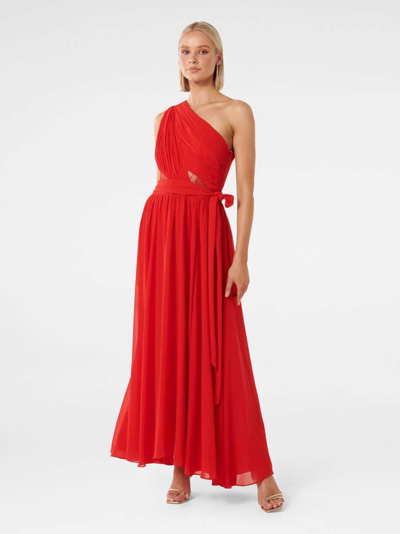 Buy Forever New One Shoulder Sleeveless Pleated Lace Tie Up Maxi Dress Dresses for Women 26129638 Myntra