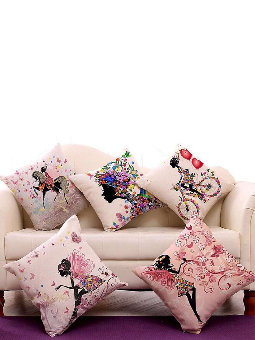 Buy Home Solution Peach Black 5 Pieces Quirky Square Cushion Covers Cushion Covers for Unisex 26142248 Myntra